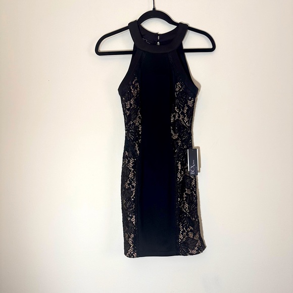 BCX Lace Sequin bodycon evening cocktail dress black size 0 NWT - Picture 2 of 15